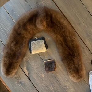 David Green Furriers Mink Stoll and Two Vintage Fur Coin Wallets